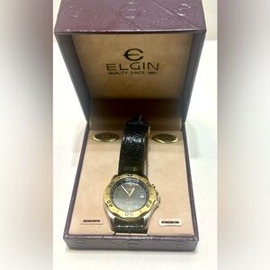 Vtg Elgin GLO Watch w/Box FEL25 - 007 None Working (for parts)